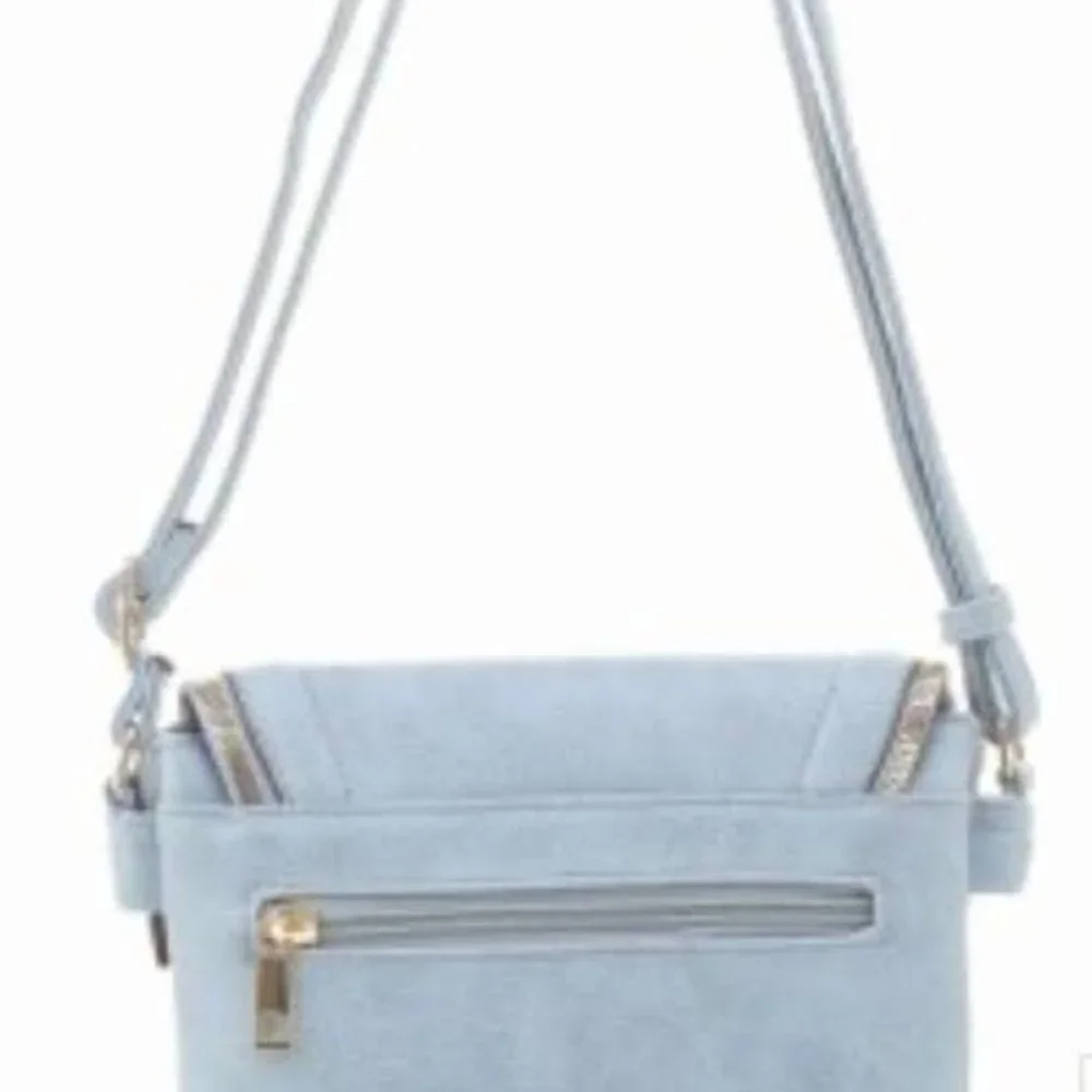 Foldover Vegan Leather Crossbody with Tassel - Picture 3 of 5